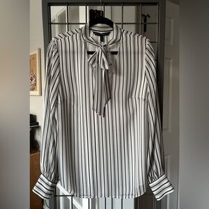 White House Black Market Striped Black and White Women's Blouse size 12